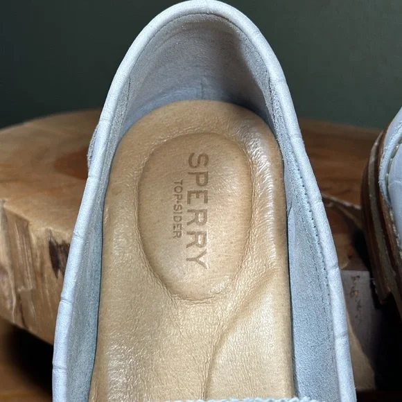 *LIKE NEW* SPERRY Seaport Croc Gray Nubuck Leather Penny Loafer - Picture 14 of 16